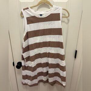 Old Navy Brown and White Striped Sleeveless Dress
